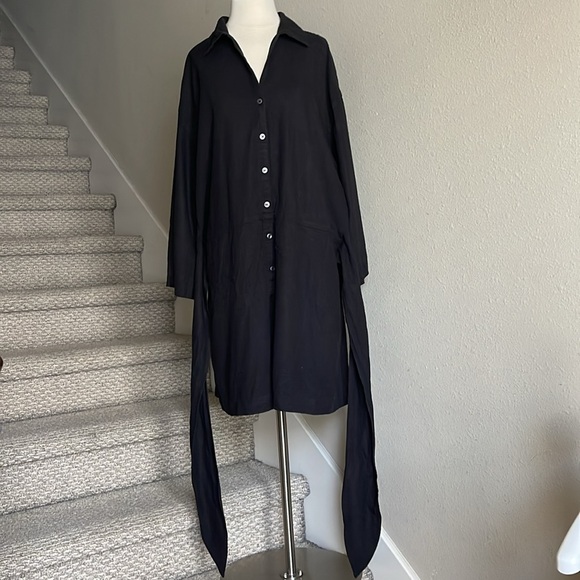 Free Assembly Sz XXL Black Button up; Tie and Elastic Waist Long Sleeve Romper - Picture 7 of 16